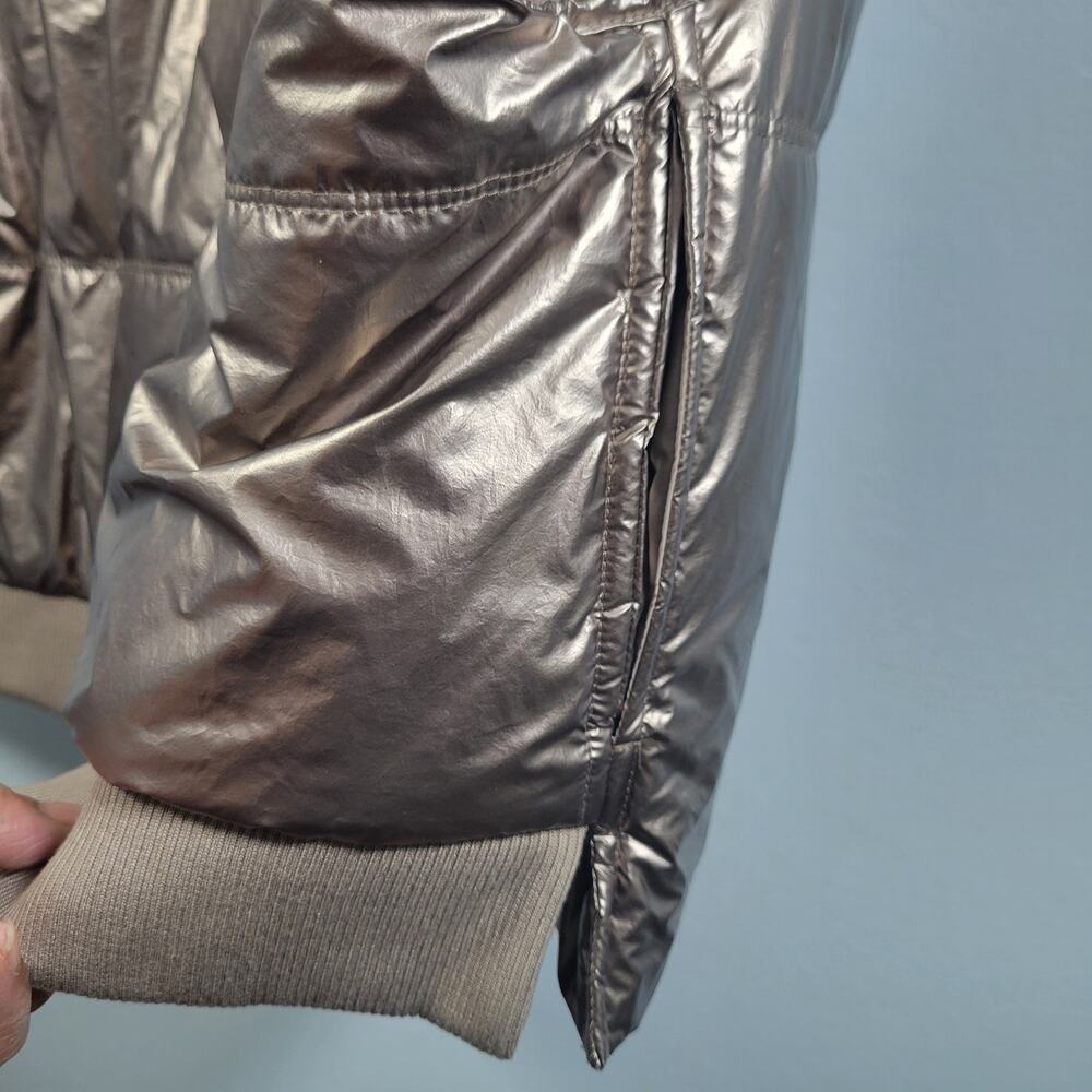 Daily Practice By Anthropologie Gold Metallic Cropped Hooded Puffer Vest Size 2X - Picture 6 of 8